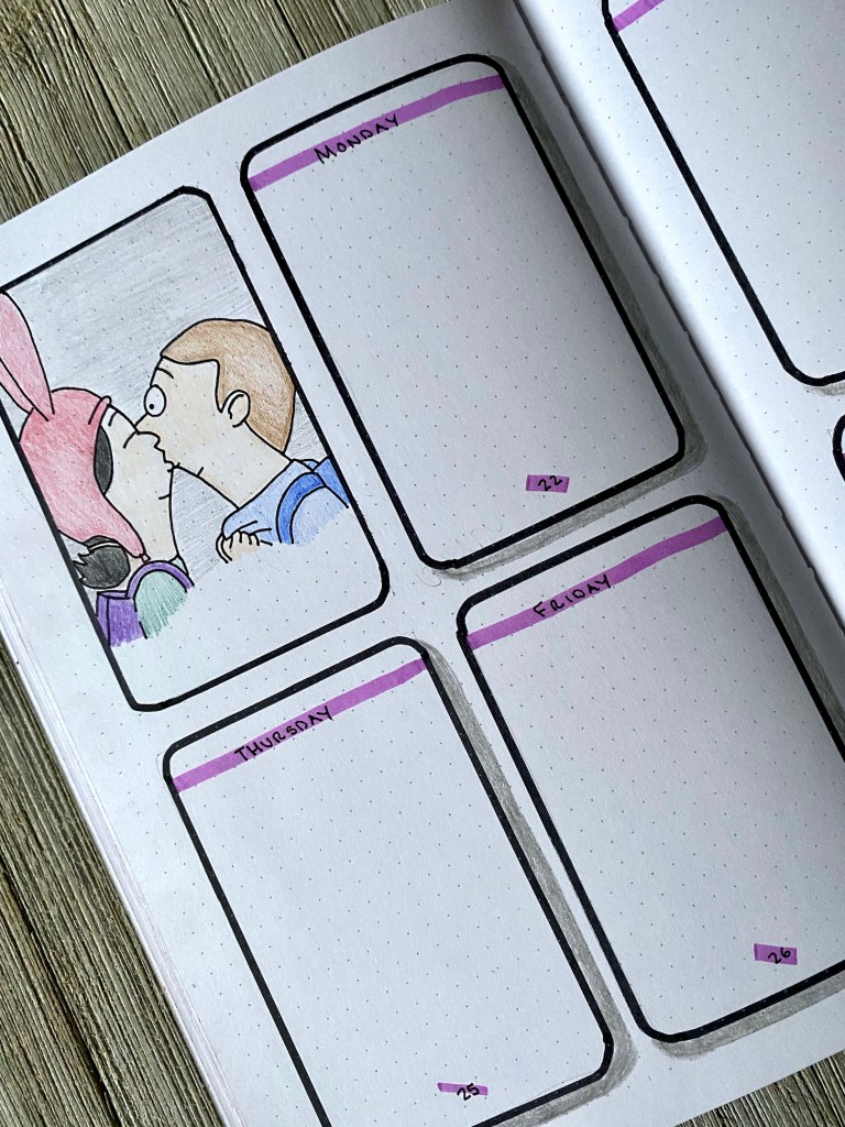 Bob's Burgers February Valentine Bujo Spread